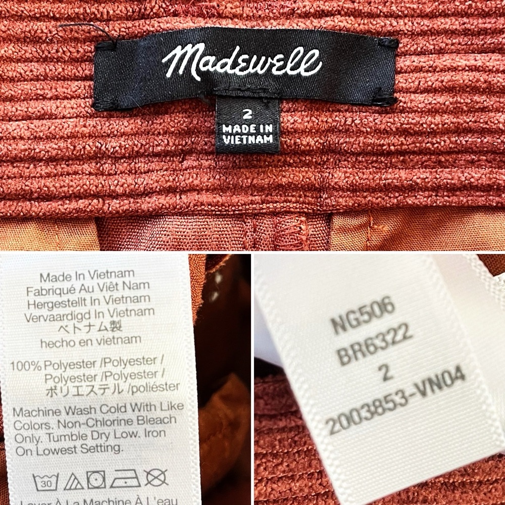 BOGO! Madewell Corduroy High-Rise Tapered Trouser Pants Cognac Brown Size 2 - Picture 9 of 10